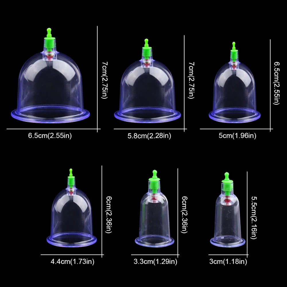 12/6Pcs Vacuum Cupping Sets Suction Cups Back Massage Body Cup Detox Massage Body Cups Ventosas Vacuum Cupping Massage Jars
