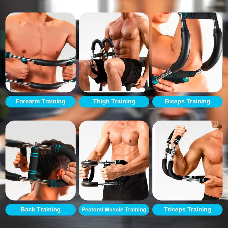 Arm Trainer , 90-120Lbs Adjustable Chest Exercise Equipment, Men'S Arm Strength Trainer, Portable Spring Resistance Power Twister Bar, for Home Workout Equipment Hand Grip Strengthener Non-Slip Grip Gym Stuff