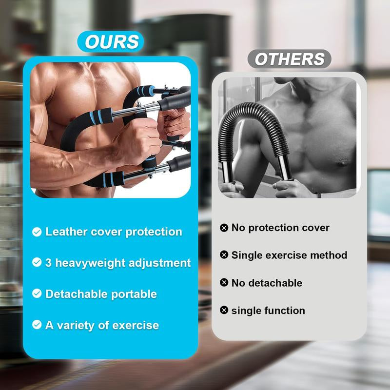 Arm Trainer , 90-120Lbs Adjustable Chest Exercise Equipment, Men'S Arm Strength Trainer, Portable Spring Resistance Power Twister Bar, for Home Workout Equipment Hand Grip Strengthener Non-Slip Grip Gym Stuff