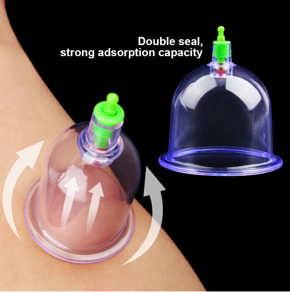 12/6Pcs Vacuum Cupping Sets Suction Cups Back Massage Body Cup Detox Massage Body Cups Ventosas Vacuum Cupping Massage Jars