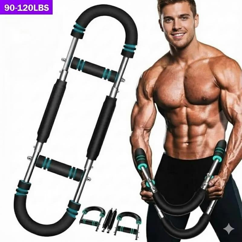 Arm Trainer , 90-120Lbs Adjustable Chest Exercise Equipment, Men'S Arm Strength Trainer, Portable Spring Resistance Power Twister Bar, for Home Workout Equipment Hand Grip Strengthener Non-Slip Grip Gym Stuff
