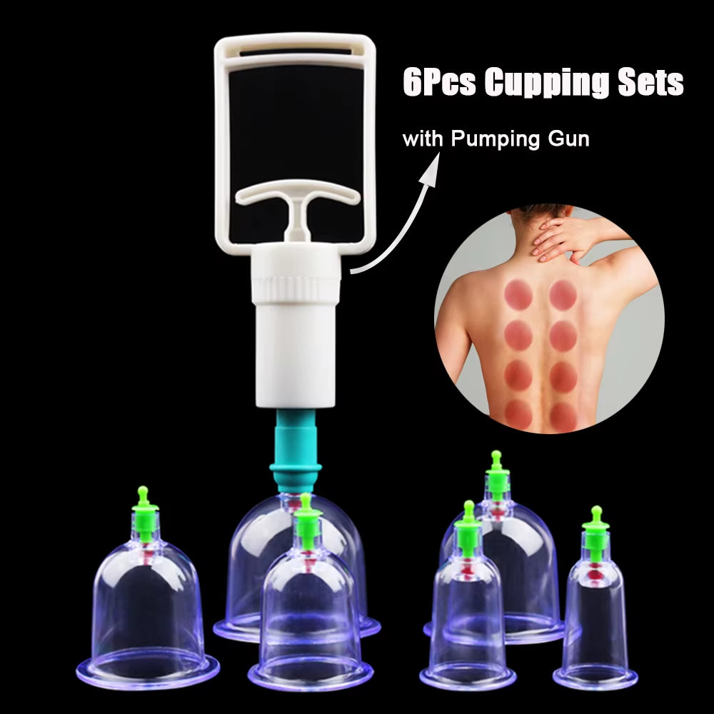 12/6Pcs Vacuum Cupping Sets Suction Cups Back Massage Body Cup Detox Massage Body Cups Ventosas Vacuum Cupping Massage Jars