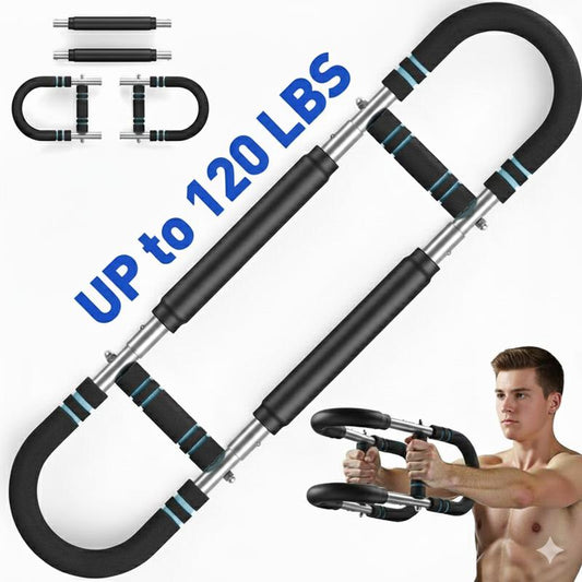 Arm Trainer , 90-120Lbs Adjustable Chest Exercise Equipment, Men'S Arm Strength Trainer, Portable Spring Resistance Power Twister Bar, for Home Workout Equipment Hand Grip Strengthener Non-Slip Grip Gym Stuff